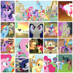 Size: 1920x1920 | Tagged: safe, edit, edited screencap, screencap, apple bloom, applejack, big macintosh, carrot cake, cotton (g4), cup cake, daring do, discord, flam, flim, fluttershy, granny smith, gummy, maud pie, mayor mare, mistress marevelous, photo finish, pinkie pie, princess cadance, radiance, rainbow dash, rarity, scootaloo, seabreeze, snails, snips, spike, stellar eclipse, sweetie belle, trenderhoof, twilight sparkle, twirly, zecora, alicorn, bat pony, breezie, pony, mlp fim's tenth anniversary, bats!, daring don't, filli vanilli, flight to the finish, g4, it ain't easy being breezies, leap of faith, maud pie (episode), pinkie apple pie, power ponies (episode), princess twilight sparkle (episode), rarity takes manehattan, season 4, simple ways, somepony to watch over me, three's a crowd, trade ya!, twilight time, twilight's kingdom, apple family, bat ponified, big crown thingy, book, boots, collage, disabled, element of magic, fangs, fireproof boots, flim flam brothers, flutterbat, golden oaks library, happy, happy birthday mlp:fim, jewelry, mane seven, mane six, masked matter-horn costume, motivational description, power ponies, race swap, regalia, scepter, shoes, singing, smiling, twilight scepter, twilight sparkle (alicorn), unnamed breezie, unnamed character
