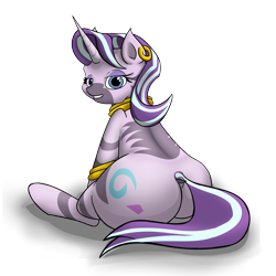 Size: 7269x7269 | Tagged: safe, artist:khaki-cap, oc, oc:voodoo charms, pony, unicorn, zebra, commission, commissioner:bigonionbean, eyelashes, eyeshadow, female, fusion, fusion:starlight glimmer, fusion:zecora, horn, jewelry, kinky, large butt, looking at you, looking back, looking back at you, makeup, mare, simple background, smiling, smiling at you, the ass was fat, thick, transparent background, unicorn oc, ych example, ych result, zebra oc