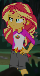 Size: 491x922 | Tagged: safe, screencap, sunset shimmer, equestria girls, g4, legend of everfree - bloopers, my little pony equestria girls: legend of everfree, cropped, hand on hip, solo