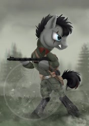 Size: 1280x1819 | Tagged: safe, artist:safizejaart, oc, oc only, soldier, soldier pony, watermark, weapon