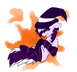 Size: 1111x1034 | Tagged: safe, artist:silentwolf-oficial, oc, oc only, earth pony, pony, clothes, earth pony oc, hat, licking, signature, simple background, socks, solo, striped socks, tongue out, transparent background, witch hat