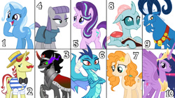 Size: 1024x576 | Tagged: safe, artist:jamesawilliams1996, flam, grogar, king sombra, maud pie, ocellus, pear butter, princess ember, starlight glimmer, trixie, twilight sparkle, alicorn, changedling, changeling, dragon, earth pony, pony, unicorn, mlp fim's tenth anniversary, g4, dragoness, female, happy birthday mlp:fim, horn, male, mare, older, older twilight, older twilight sparkle (alicorn), princess twilight 2.0, simple background, stallion, twilight sparkle (alicorn), white background