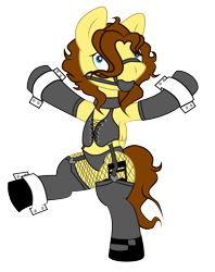 Size: 3030x3835 | Tagged: safe, artist:almaustral, artist:nhl-changelingpony, oc, oc only, oc:billy rose, pegasus, semi-anthro, arm hooves, ballgag, bondage, cuffs (clothes), derp, fishnet stockings, gag, garter belt, high res, pegasus oc, simple background, solo, transparent background, wings