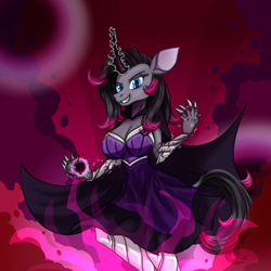 Size: 1800x1800 | Tagged: safe, artist:thescornfulreptilian, oleander (tfh), classical unicorn, unicorn, anthro, them's fightin' herds, breasts, busty oleander, clothes, cloven hooves, community related, dress, horn, leonine tail, solo, unshorn fetlocks