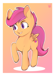 Size: 1000x1400 | Tagged: safe, artist:sugarelement, scootaloo, pegasus, pony, g4, colored hooves, cute, cutealoo, cutie mark, female, filly, smiling, solo, the cmc's cutie marks