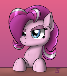 Size: 1690x1910 | Tagged: safe, artist:naen, pinkie pie, starlight glimmer, earth pony, pony, g4, female, fusion, mare, scrunchy face, simple background, solo