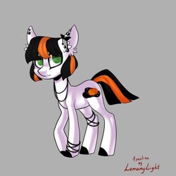 Size: 604x604 | Tagged: safe, oc, oc only, earth pony, pony, base used, colored hooves, earth pony oc, gray background, jewelry, necklace, signature, simple background, solo