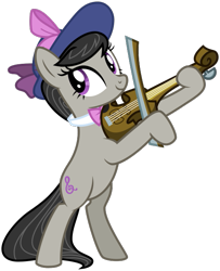 Size: 556x683 | Tagged: safe, artist:nano23823, octavia melody, earth pony, pony, g4, .svg available, bipedal, bowtie, female, mare, musical instrument, simple background, smiling, solo, svg, transparent background, vector, violin