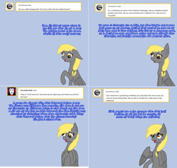 Size: 1602x1522 | Tagged: safe, artist:zalann18, derpy hooves, pegasus, pony, lovestruck derpy, g4, ask, female, implied doctor whooves, mare, solo, tumblr comic