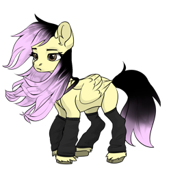 Size: 1024x1024 | Tagged: safe, artist:bandwidth, oc, oc only, oc:bandwidth, oc:semicolon, pegasus, pony, avatar maker fantasy pony, eyebrows, female, frown, goth, leg warmers, mare, not fluttershy, simple background, solo, staring into the abyss, transparent background