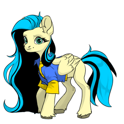 Size: 1024x1024 | Tagged: safe, artist:bandwidth, oc, oc only, oc:bandwidth, oc:cirrus sky, pegasus, pony, avatar maker fantasy pony, clothes, determined look, female, jacket, mare, not fluttershy, shirt, simple background, solo, striped mane, striped tail, transparent background