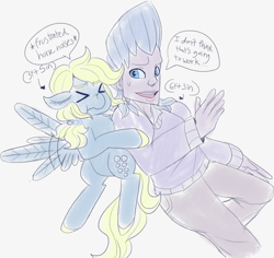 Size: 2390x2253 | Tagged: safe, artist:mimiporcellini, derpy hooves, human, g4, colored sketch, crossover, crossover shipping, high res, interspecies, jean pierre polnareff, jojo's bizarre adventure, polnaderp, shipping
