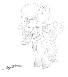 Size: 1500x1700 | Tagged: safe, artist:imicywind, oc, oc only, oc:icy wind, pony, clothes, shirt, sketch, solo