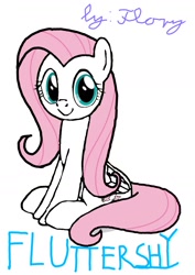 Size: 1000x1414 | Tagged: safe, artist:flory, fluttershy, pegasus, pony, g4, cute, fanart, female, mare, medibang android, shyabetes, simple background, sitting, white background