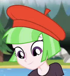 Size: 524x569 | Tagged: safe, screencap, drama letter, watermelody, equestria girls, g4, my little pony equestria girls: legend of everfree, background human, beret, cropped, female, hat, solo