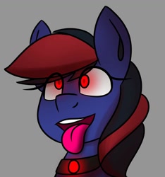 Size: 1080x1154 | Tagged: safe, artist:askhypnoswirl, oc, oc:mistic spirit, cyborg, ahegao, collar, female, glowing eyes, hypnosis, open mouth, tongue out