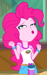 Size: 534x839 | Tagged: safe, screencap, pinkie pie, equestria girls, g4, legend of everfree - bloopers, my little pony equestria girls: legend of everfree, cropped, female, solo