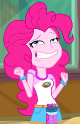 Size: 362x557 | Tagged: safe, screencap, pinkie pie, equestria girls, g4, legend of everfree - bloopers, my little pony equestria girls: legend of everfree, cropped, faic, solo