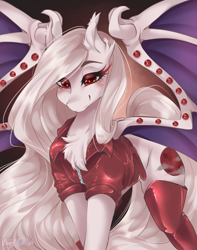 Size: 3000x3800 | Tagged: safe, artist:bunnywhiskerz, oc, oc only, oc:crimson feral, bat pony, pony, bat pony oc, bat wings, clothes, commission, female, high res, red eyes, solo, wings