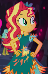 Size: 459x698 | Tagged: safe, screencap, sunset shimmer, equestria girls, g4, legend of everfree - bloopers, my little pony equestria girls: legend of everfree, female, focus, hand on hip, solo