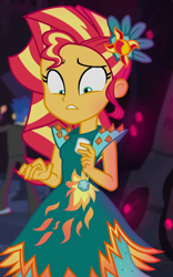 Size: 444x713 | Tagged: safe, screencap, flash sentry, sunset shimmer, equestria girls, g4, legend of everfree - bloopers, my little pony equestria girls: legend of everfree, cropped, food, marshmallow