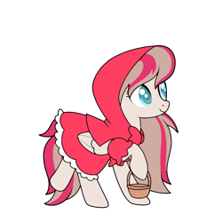 Size: 894x894 | Tagged: safe, artist:icicle-niceicle-1517, artist:kb-gamerartist, color edit, edit, angel wings, pegasus, pony, g4, basket, cloak, clothes, collaboration, colored, costume, cute, female, halloween, halloween costume, holiday, lineart, little red riding hood, mare, nightmare night, nightmare night costume, raised hoof, raised leg, robe, simple background, solo, transparent background