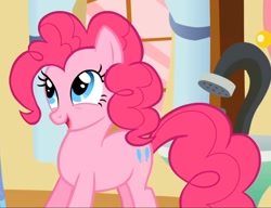 Size: 1306x1003 | Tagged: safe, screencap, pinkie pie, earth pony, pony, feeling pinkie keen, g4, cropped, cute, diapinkes, happy, open mouth, smiling, solo