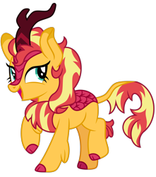 Size: 4600x5200 | Tagged: safe, artist:emeraldblast63, sunset shimmer, kirin, g4, female, kirin sunset, kirin-ified, looking at you, open mouth, show accurate, simple background, solo, species swap, transparent background
