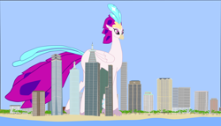 Size: 1280x734 | Tagged: safe, artist:oceanrailroader, queen novo, hippogriff, g4, my little pony: the movie, female, giantess, macro