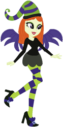 Size: 306x615 | Tagged: safe, artist:prettycelestia, artist:user15432, humanoid, equestria girls, g4, barely eqg related, base used, bat wings, black dress, black shoes, clothes, crossover, demon wings, dress, equestria girls style, equestria girls-ified, hat, high heels, leggings, purple wings, scary godmother, shoes, socks, solo, striped socks, wings, witch, witch hat