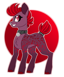 Size: 2367x2879 | Tagged: safe, artist:crazysketch101, oc, oc only, oc:karma, earth pony, pony, circle background, collar, high res, nose piercing, piercing, simple background, solo, white background