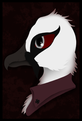 Size: 1080x1600 | Tagged: safe, artist:tiviyl, oc, oc only, griffon, bust, griffon oc, iron cross, portrait, side view, solo