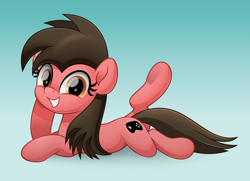 Size: 6907x5000 | Tagged: safe, artist:jhayarr23, oc, oc only, oc:ace play, oc:cutie e, earth pony, pony, absurd resolution, cute, female, grin, looking at you, lying down, mare, movie accurate, ocbetes, prone, rule 63, smiling, solo