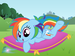 Size: 8000x6000 | Tagged: safe, artist:nightmaremoons, rainbow dash, pegasus, pony, g4, alternate hairstyle, cute, dashabetes, lying down, pillow, prone, relaxing, show accurate, solo