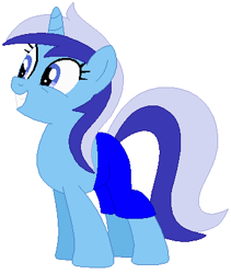 Size: 340x402 | Tagged: safe, artist:hubfanlover678, minuette, pony, unicorn, g4, clothes, pants, partial nudity, shorts, simple background, solo, topless, white background