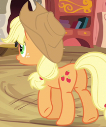 Size: 444x530 | Tagged: safe, screencap, applejack, earth pony, pony, g4, spike at your service, butt, cropped, female, golden oaks library, mare, plot, solo