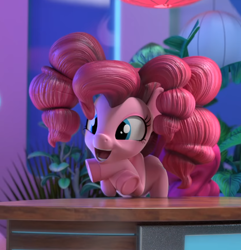 Size: 590x611 | Tagged: safe, screencap, pinkie pie, earth pony, pony, g4, hello pinkie pie, 3d, alternate hairstyle, cropped, female, solo