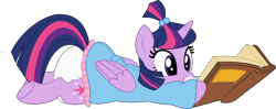 Size: 4634x1838 | Tagged: safe, artist:evilfrenzy, edit, twilight sparkle, alicorn, pony, g4, abdl, adult foal, alternate hairstyle, baby bottle, book, booties, bow, clothes, cute, diaper, diaper fetish, female, fetish, hair bow, high res, lying down, mare, non-baby in diaper, pacifier, poofy diaper, prone, reading, simple background, smiling, sucking, transparent background, twiabetes, twilight sparkle (alicorn)