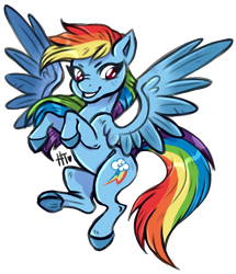 Size: 1102x1280 | Tagged: safe, artist:hannahtailz, rainbow dash, pegasus, pony, g4, backwards cutie mark, colored hooves, female, mare, no pupils, simple background, smiling, solo, spread wings, transparent background, wings