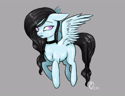 Size: 2914x2236 | Tagged: safe, artist:cvanilda, oc, oc only, oc:sky secret, pegasus, pony, choker, female, gray background, high res, mare, pegasus oc, signature, simple background, solo, wings
