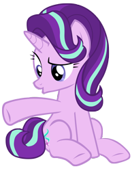 Size: 7000x9000 | Tagged: safe, artist:tardifice, starlight glimmer, pony, unicorn, g4, the times they are a changeling, absurd resolution, female, mare, open mouth, pointing, simple background, sitting, solo, transparent background, underhoof, vector