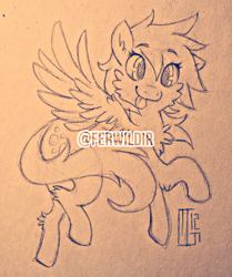 Size: 300x358 | Tagged: safe, artist:ferwildir, derpy hooves, pegasus, pony, g4, :p, female, lineart, mare, solo, tongue out, traditional art