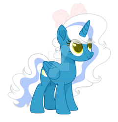 Size: 1280x1330 | Tagged: safe, artist:thestupidartist951, oc, oc only, oc:fleurbelle, alicorn, pony, alicorn oc, bow, female, hair bow, horn, mare, simple background, solo, transparent background, watermark, wings, yellow eyes