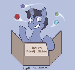 Size: 2314x2147 | Tagged: safe, artist:wild-thunder06, oc, oc only, oc:mysterious science, pony, unicorn, d20, dice, dungeon master, high res, horn, male, roleplaying, roleplaying is magic, solo, stallion, unicorn oc