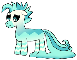 Size: 2176x1718 | Tagged: safe, artist:nitro indigo, terramar, kelpie, pony, g4, season 10, black sclera, digital art, kelpiefied, simple background, solo, species swap, transparent background