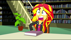 Size: 600x343 | Tagged: safe, screencap, sunset shimmer, epic fails, equestria girls, g4, my little pony equestria girls: summertime shorts, cropped, open mouth, shocked expression