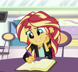 Size: 1168x1074 | Tagged: safe, screencap, sunset shimmer, equestria girls, equestria girls specials, g4, my little pony equestria girls: mirror magic, book, cropped, solo