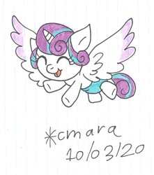 Size: 821x927 | Tagged: safe, artist:cmara, princess flurry heart, alicorn, pony, g4, baby, baby pony, cute, diaper, eyes closed, female, flurrybetes, flying, open mouth, simple background, solo, traditional art, white background