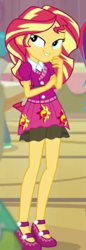 Size: 311x907 | Tagged: safe, screencap, sunset shimmer, equestria girls, friendship games bloopers, g4, my little pony equestria girls: friendship games, cropped, school spirit, solo focus