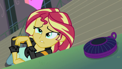 Size: 1920x1080 | Tagged: safe, screencap, sunset shimmer, equestria girls, friendship games bloopers, g4, my little pony equestria girls: friendship games, magic capture device, solo